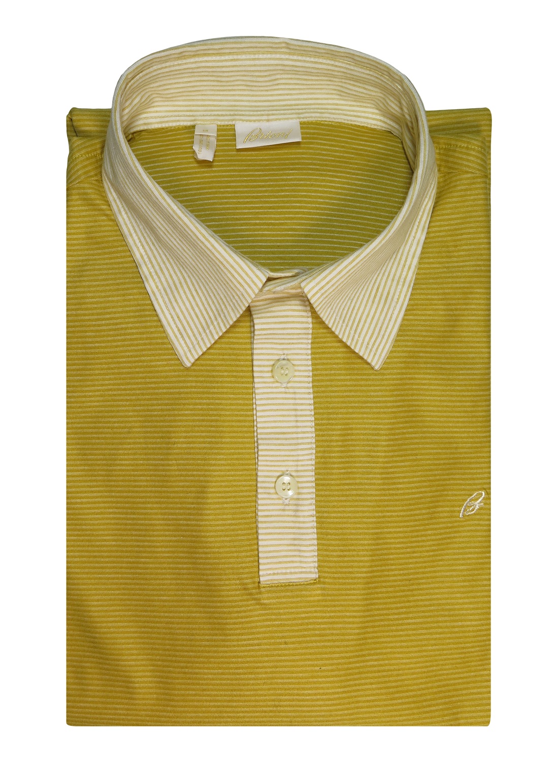 Brioni Italy Men's Yellow Striped Short Sleeve 100% Cotton ...