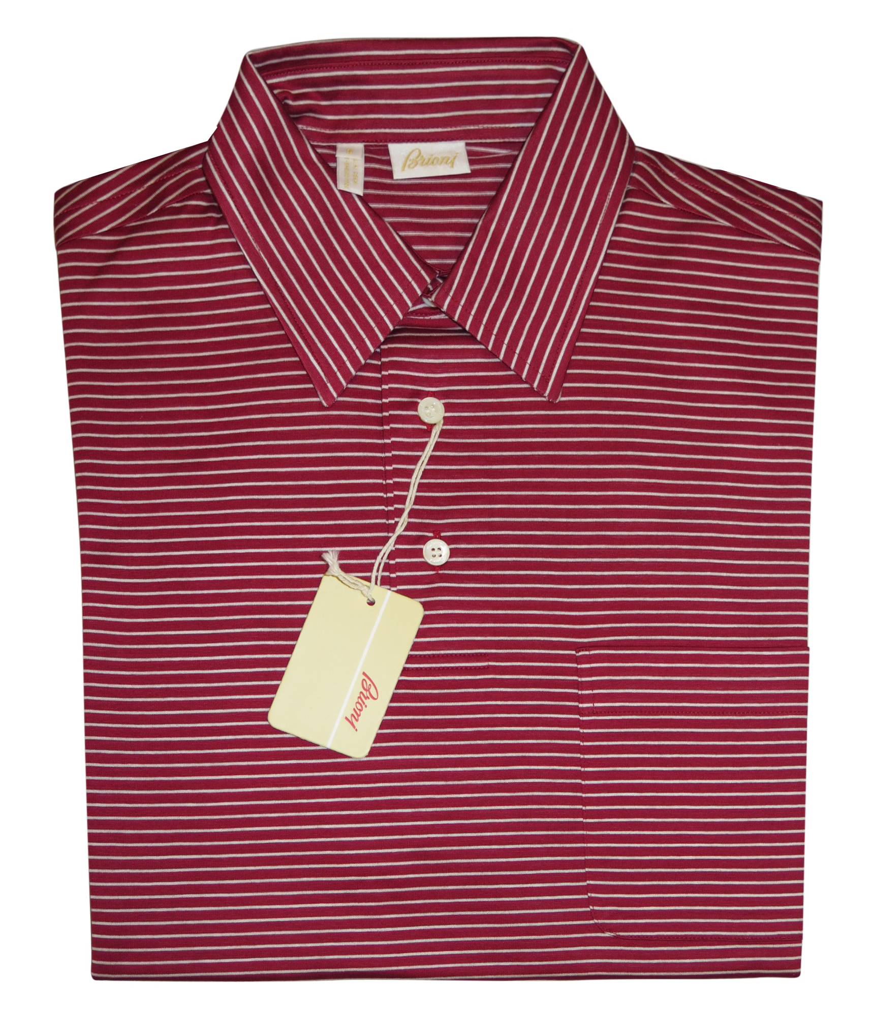 Download Brioni Men's Red Striped Cotton Polo Short Sleeve T-Shirt ...