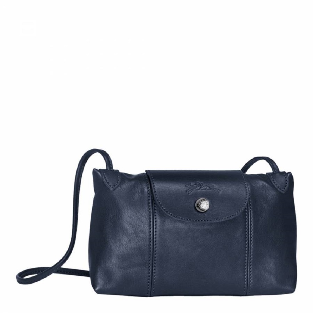 Longchamp Women's Leather Le Pliage Cuir Crossbody Bag Navy Blue ...
