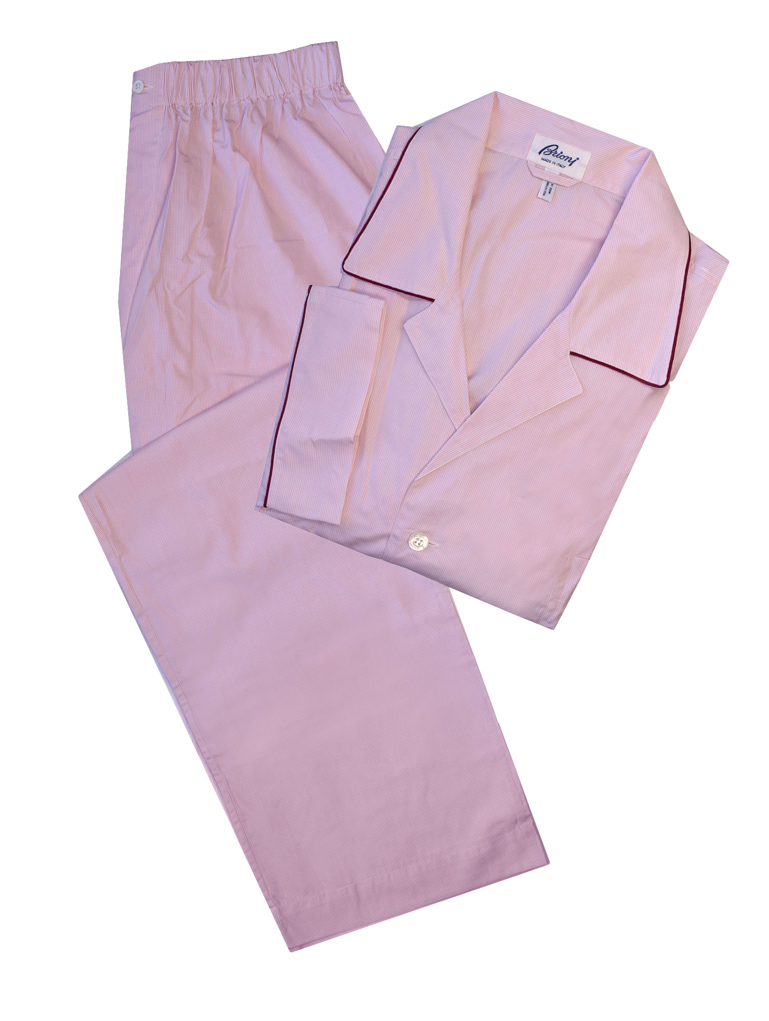 Brioni Men/'s Pink Micro Check 100/% Cotton Striped Pajamas