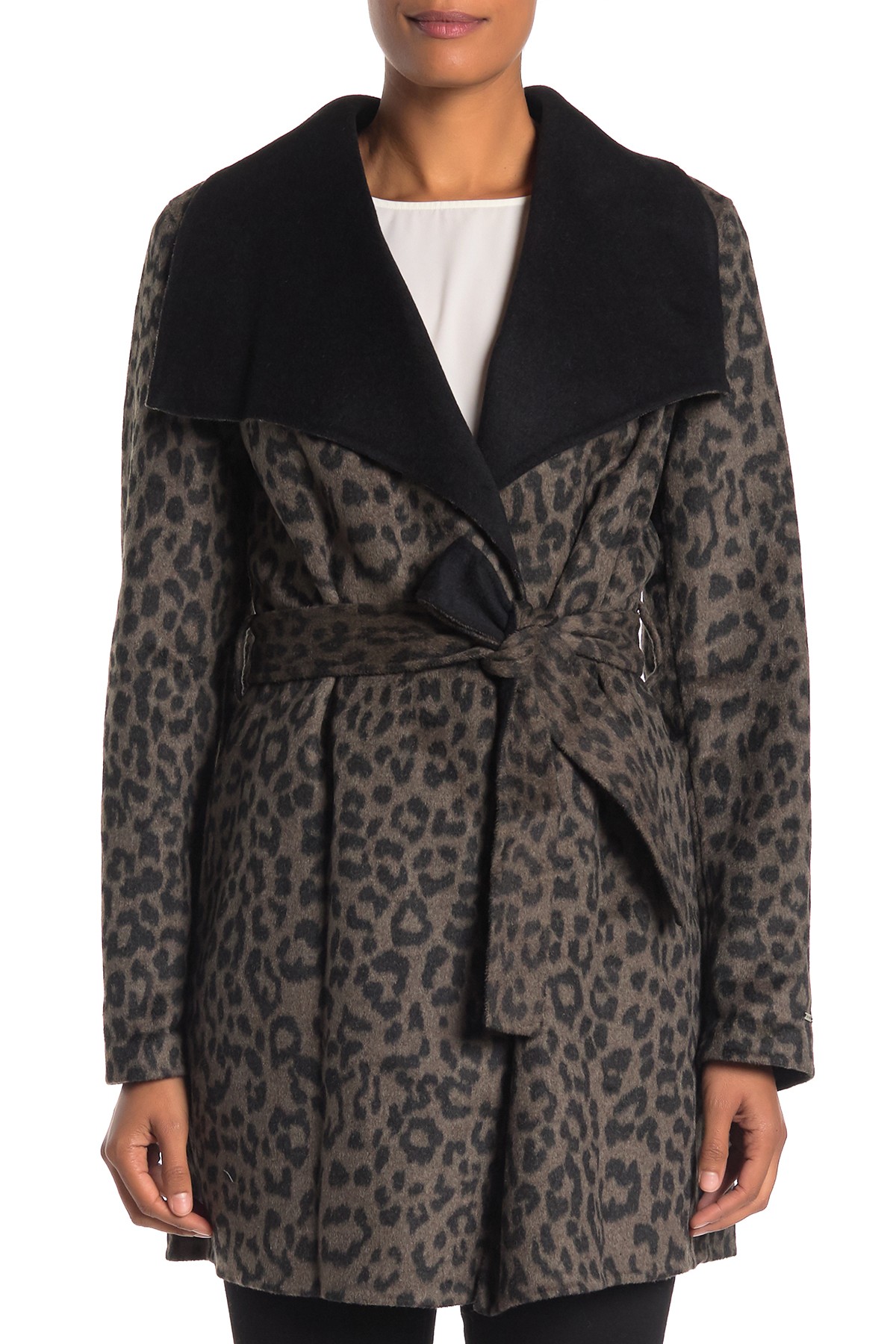 t tahari double face wrap coat