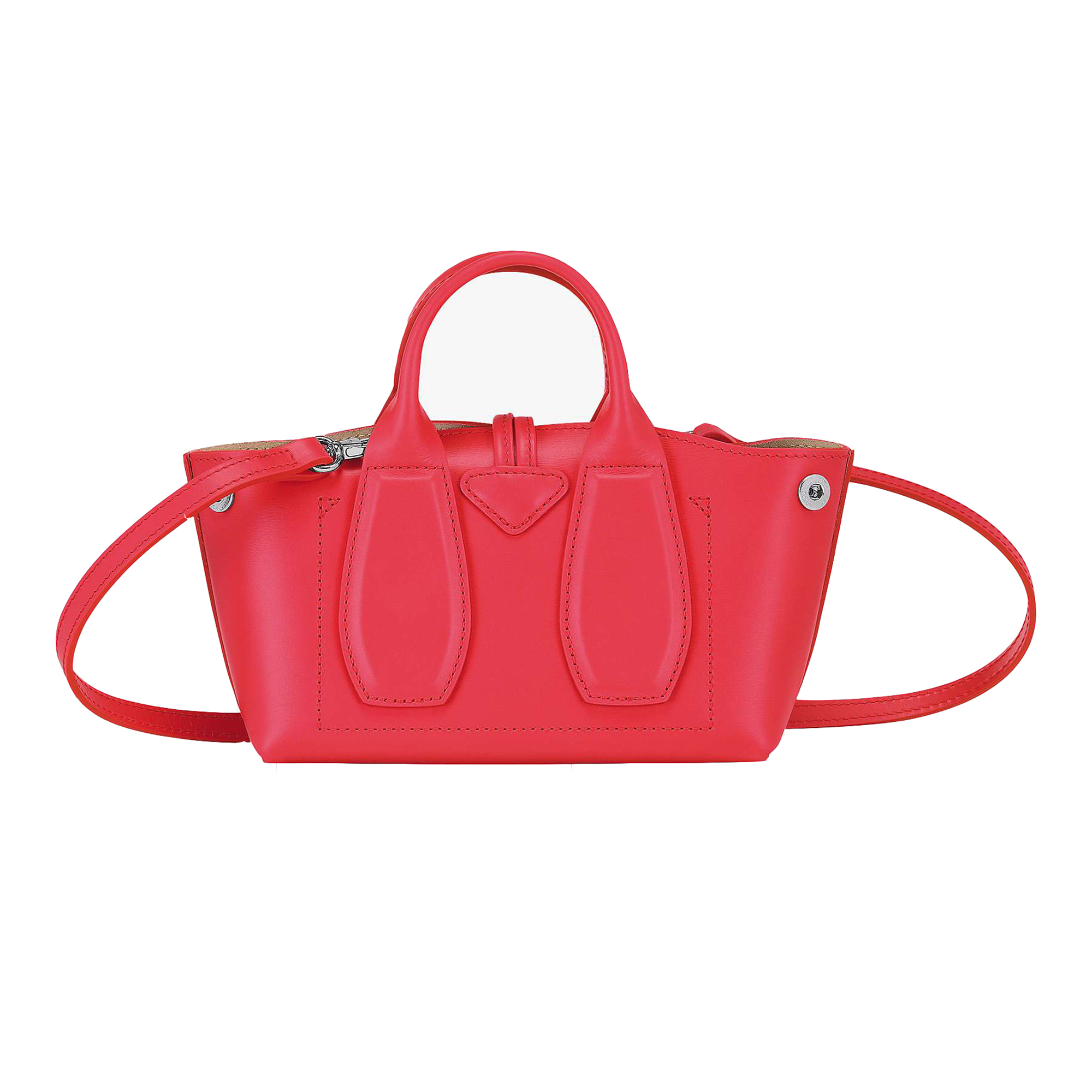 LongChamp Women's Poppy Pink Leather Roseau XS Leather Tote Crossbody ...