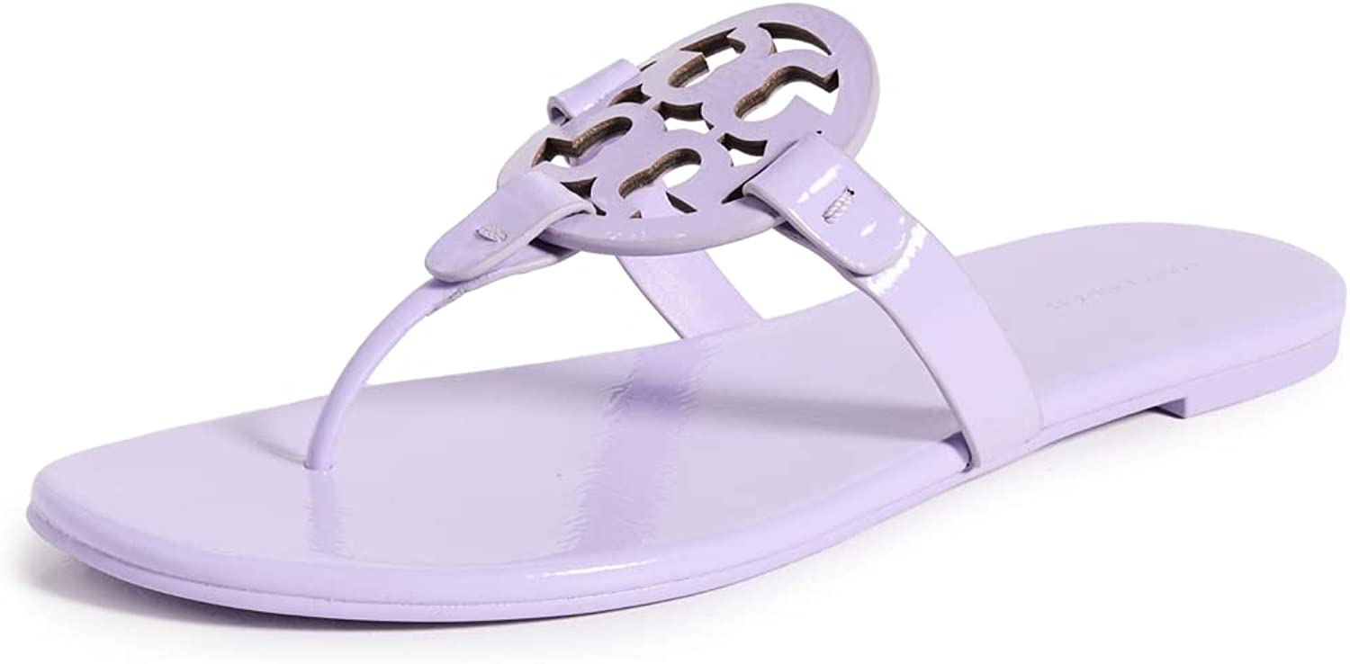 Tory Burch Miller Women Cloud Purple Flip Flops Leather Soft