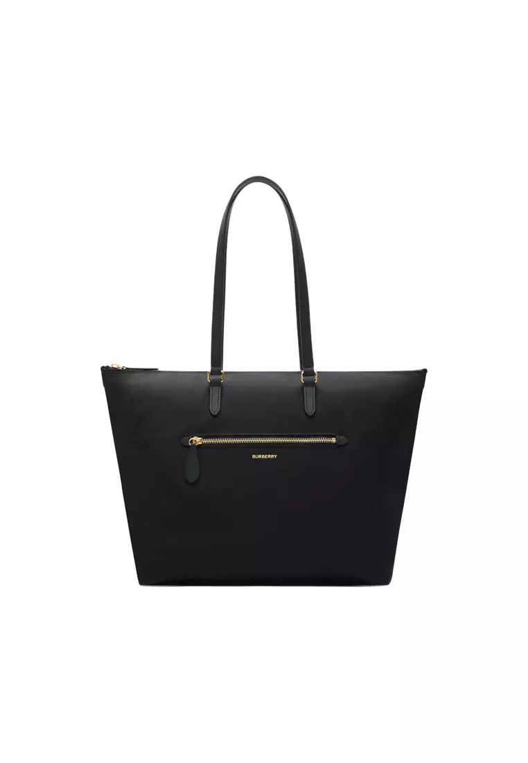 Burberry Women's Large Zippered 3D Logo Nylon Tote Bag, Black
